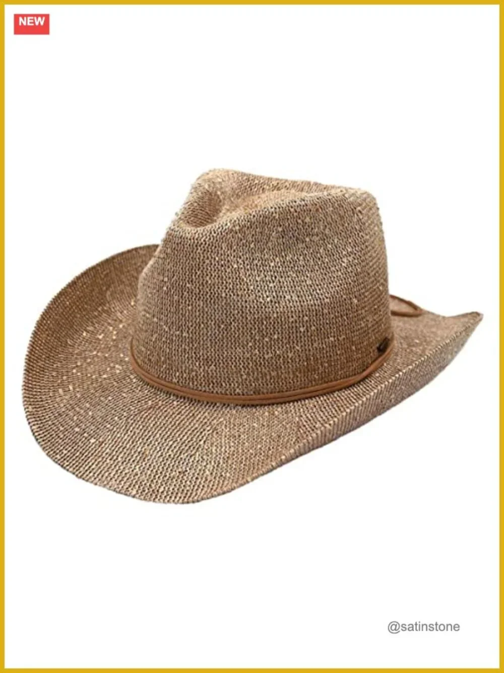 Sparkly Sequin Cowboy Hat with Suede String Trim - Shapeable & Packable